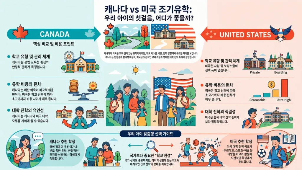 Canada usa junior study abroad comparison infographic