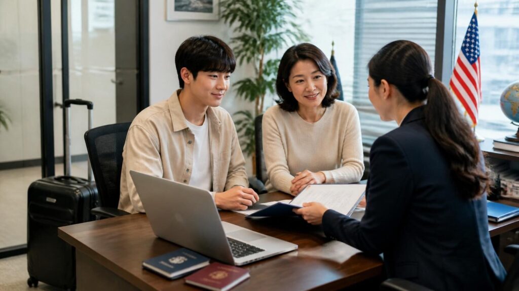 유학컨설턴트와 상담하는 학부모와 학생 (3)