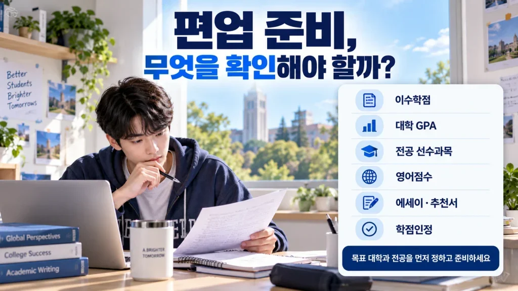 편입 준비 체크리스트와 대학생 공부 공간